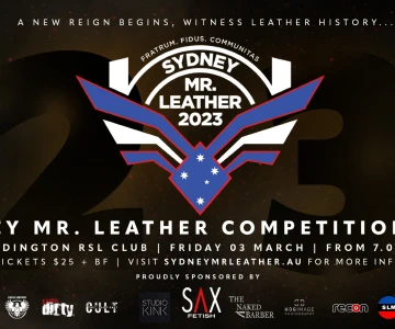 sydney mr leather poster landscape event promo sponsor logos