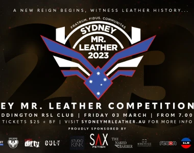 sydney mr leather poster landscape event promo sponsor logos